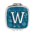 Carolines Treasures Letter W Sea Doodles Initial Alphabet Compact Mirror CJ2014-WSCM